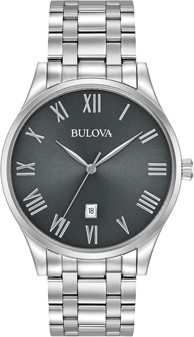 Bulova Men's Classic Stainless Steel 3-Hand Date Calendar Quartz Watch