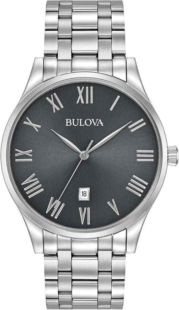 Bulova Men's Classic Stainless Steel 3-Hand Date Calendar Quartz Watch