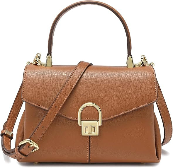 Top Handbag for Women Fashion Leather Tote Handbag Satchel Bag for Ladies Shoulder Bag, Zipper Pocket, Metal Button Lock.