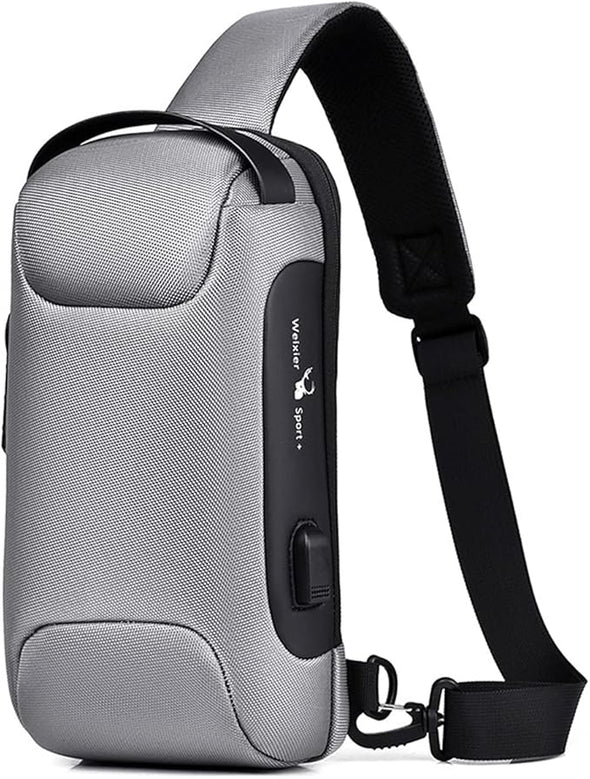 Sling Backpack USB Anti-Theft Waterproof Chest Daypack Casual Shoulder Bag