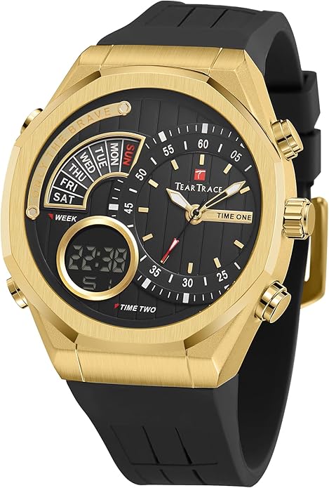 Watches for Men Luxury Quartz Chronograph 3ATM Waterproof Sport Wrist Watches Multifunctional with Silicone Strap Casual Mens Watches