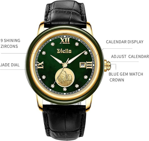 Diella Luxury Watches for Men and Women with Japanese Quartz Movement,Date Luminous, Waterproof