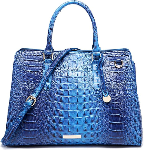 Women's Totes Briefcase for Work Waterproof Shoulder Bag Large Capacity Crocodile Embossed Vegan Leather Handbag