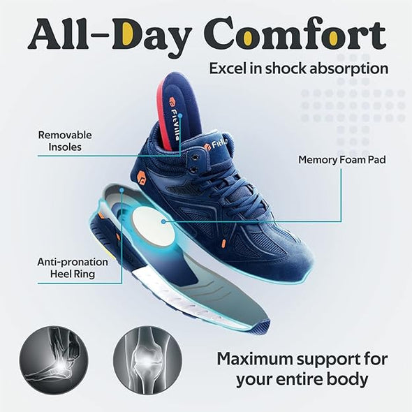 Basketball Shoes for Men with Flat Feet Extra Wide High-top Sneakers with Ankle Support