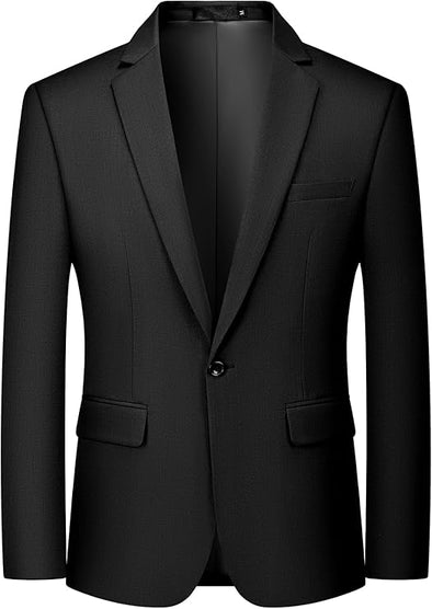 Men's One Button Suit Jacket Elegant Solid Color Blazers Slim Fit Lightweight Sport Coats Blazer