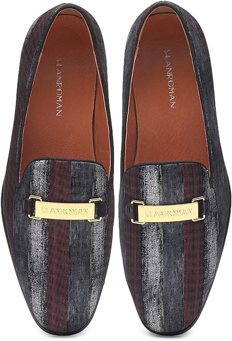 Men's Gold Buckle Loafers Fashion Pull-on Penny Party Wedding Shoes