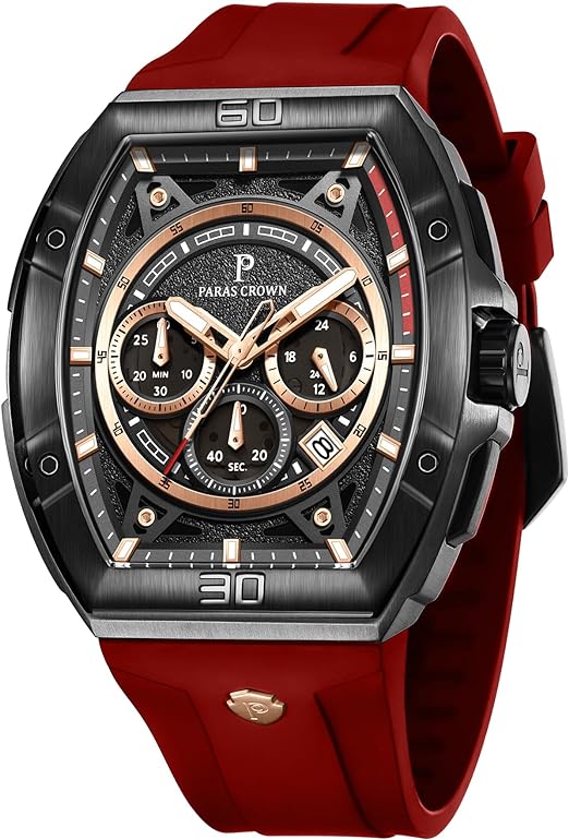 Paras Crown Watch for Men Waterproof Quartz Luxury Chronograph Analog Men's Wrist Watches