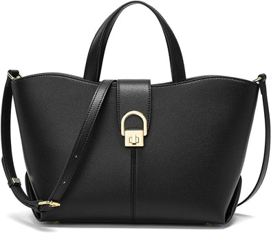 Top Handbag for Women Fashion Leather Tote Handbag Satchel Bag for Ladies Shoulder Bag, Zipper Pocket, Metal Button Lock.