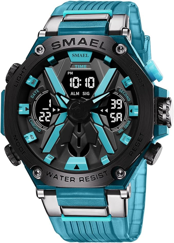 Men's Watches Sports Outdoor Waterproof Military Watch Date Multi Function Tactics LED Face Alarm Stopwatch for Men