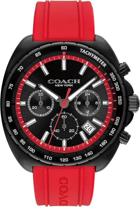 COACH Charter Men's Quartz Chronograph Watch, Silicone Strap, Water-Resistant