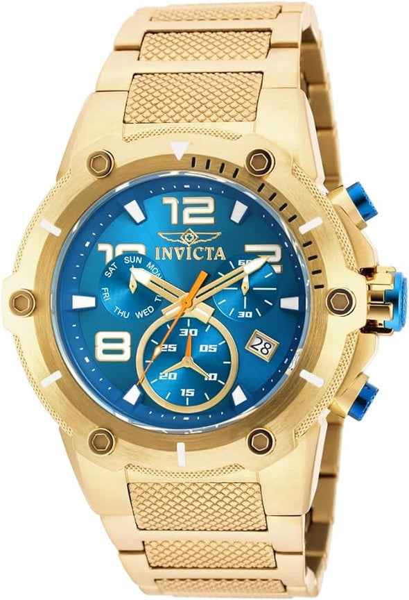 Invicta Speedway Chronograph Blue Dial Gold Ion-plated Mens Watch