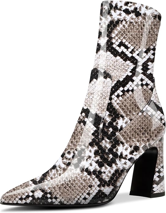 Womens Chunky Block Heel Pointed Toe Ankle Boots Short Bootie Mid Calf Boots Slip-on Zipper Party Basic Classic Boots