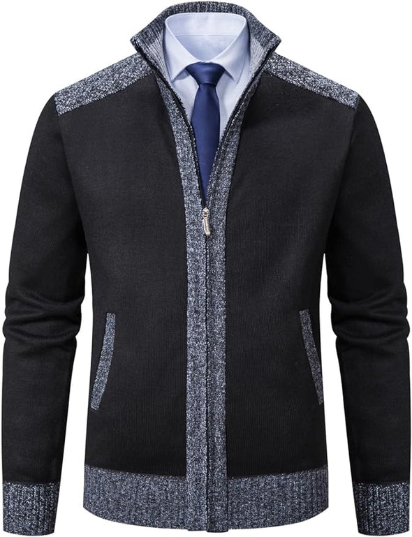 Men's Sweaters Full Zip Slim Thick Knitted Cardigan Sweaters Jacket with Pockets