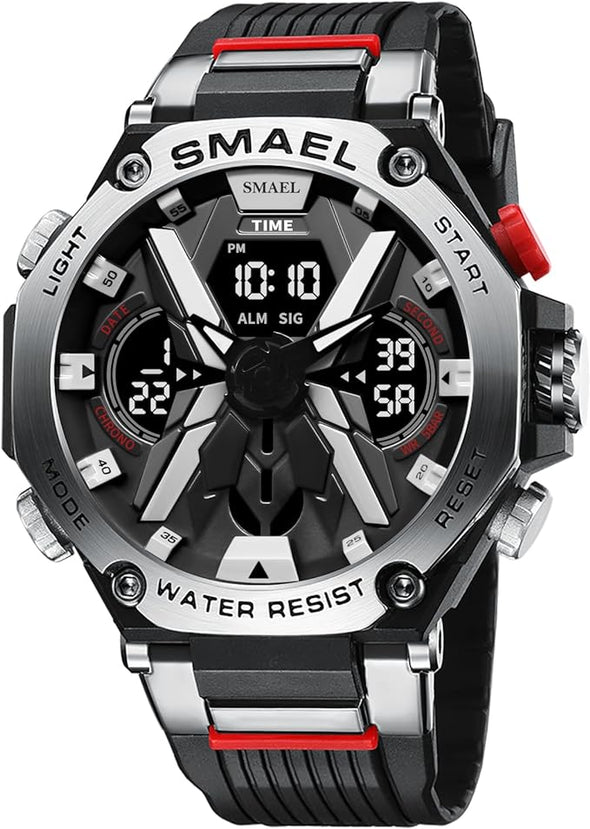 Men's Watches Sports Outdoor Waterproof Military Watch Date Multi Function Tactics LED Face Alarm Stopwatch for Men