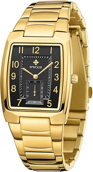 Square Watches for Men Stainless Steel Mens Square Watch with Date Original Waterproof Analog Quartz Fashion Business Casual Wristwatch