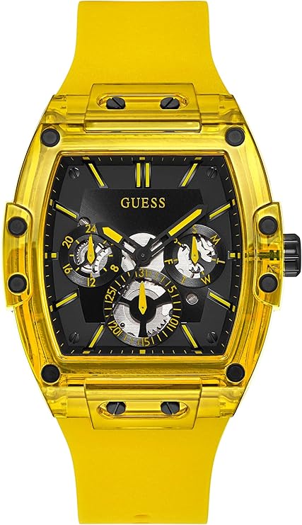 GUESS Men Analog Quartz Watch with Silicone Strap