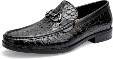 Men's Slip on Oxford Dress Shoes Crocodile Pattern Formal Leather Shoes for Men