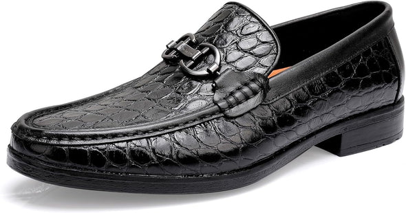 Men's Slip on Oxford Dress Shoes Crocodile Pattern Formal Leather Shoes for Men