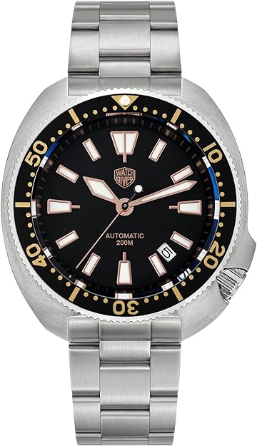 watchdives Automatic Diver Watches for Men, NH35 Movement 6105 Wristwatch 200M Sapphire Crystal Mens Watch with 316L Stainless Steel Bracelet Luminous Watch