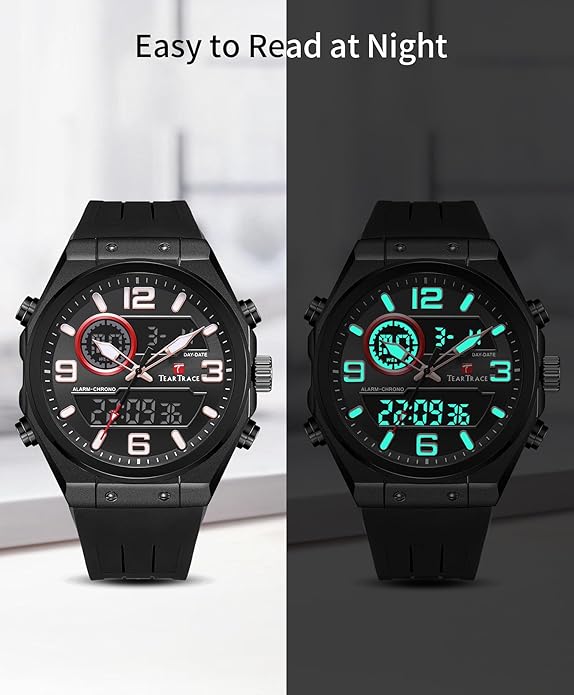 Watches for Men Luxury Quartz Chronograph 3ATM Waterproof Sport Wrist Watches Multifunctional with Silicone Strap Casual Mens Watches