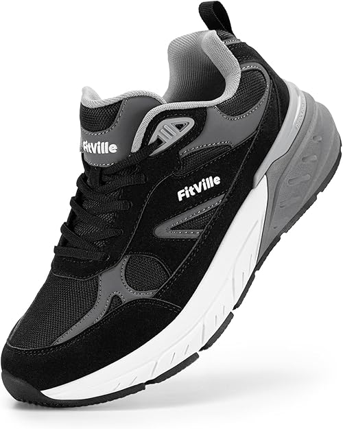 FitVille Wide Walking Shoes for Men Extra Wide Width Sneakers with Arch Support for Flat Feet Heel Pain Relief Plantar Fasciitis