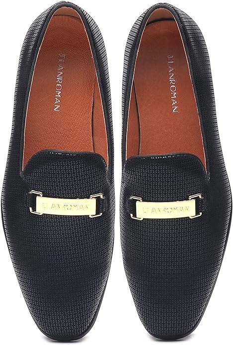 Men's Gold Buckle Loafers Fashion Pull-on Penny Party Wedding Shoes