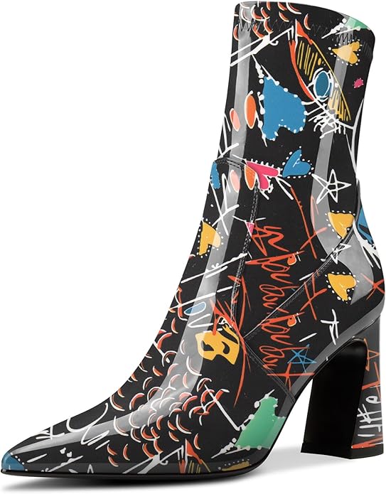 Womens Chunky Block Heel Pointed Toe Ankle Boots Short Bootie Mid Calf Boots Slip-on Zipper Party Basic Classic Boots