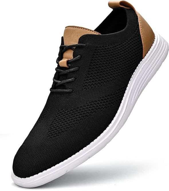 Men's Casual Dress Oxfords Sneakers Mesh Wingtip Business Shoes Lightweight Breathable Dress Shoes for Men