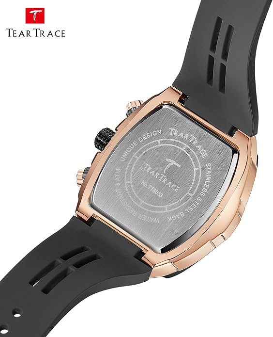 Men's Watch Analog Waterproof Fashion Date Wrist Watch, Skeleton Tonneau Watch for Men with Chronograph,Ideal for Sports Enthusiasts