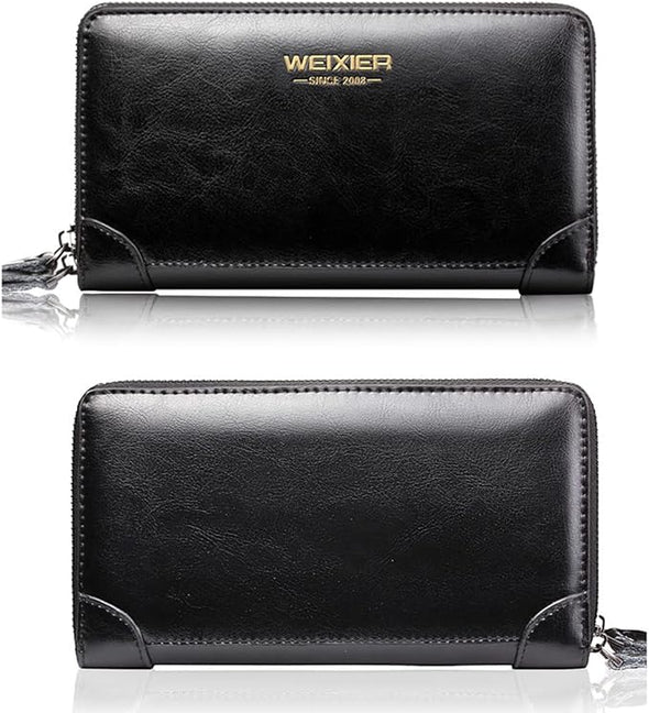 Large Wallet Clutch Long Leather Phone Purse Business Hand Clutch Bag Card Holder Travel Wallet for Men Women Father Husband