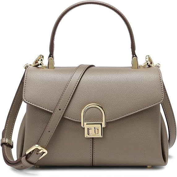 Top Handbag for Women Fashion Leather Tote Handbag Satchel Bag for Ladies Shoulder Bag, Zipper Pocket, Metal Button Lock.