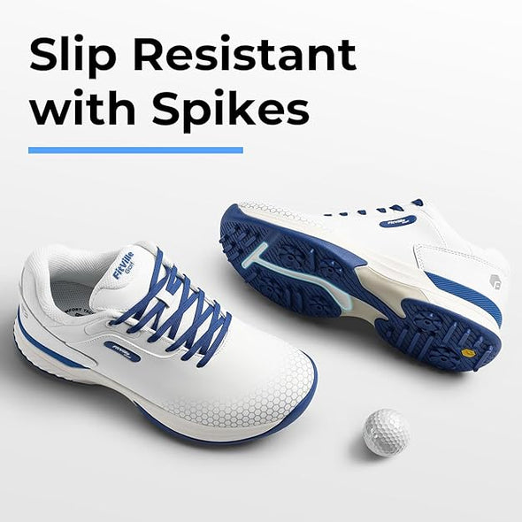 FitVille Wide & Extra Wide Mens Golf Shoes Professional Outdoor Waterproof Spiked Golf Shoes for Men