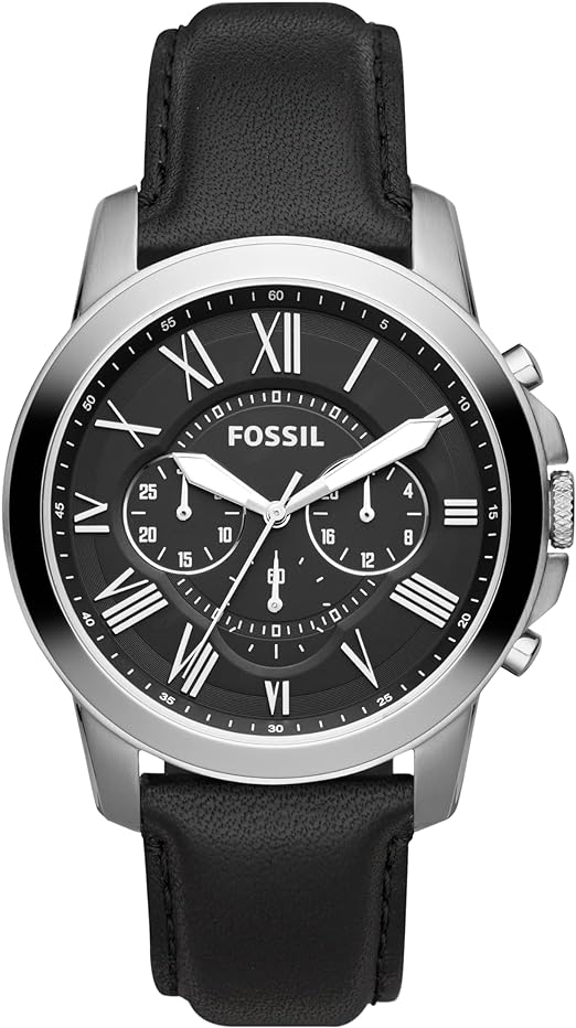 FOSSIL Watch with Chronograph or Automatic Display and Genuine Leather or Stainless Steel Band