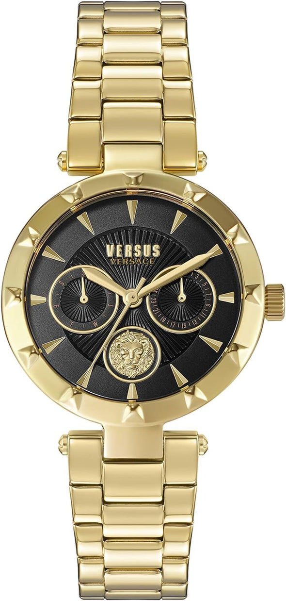 Versus Versace Sertie Womens Fashion Watch with Enamel Dial. Multifunction Day and Date Sub Dials. Adjustable Jewelry Style Bracelet.
