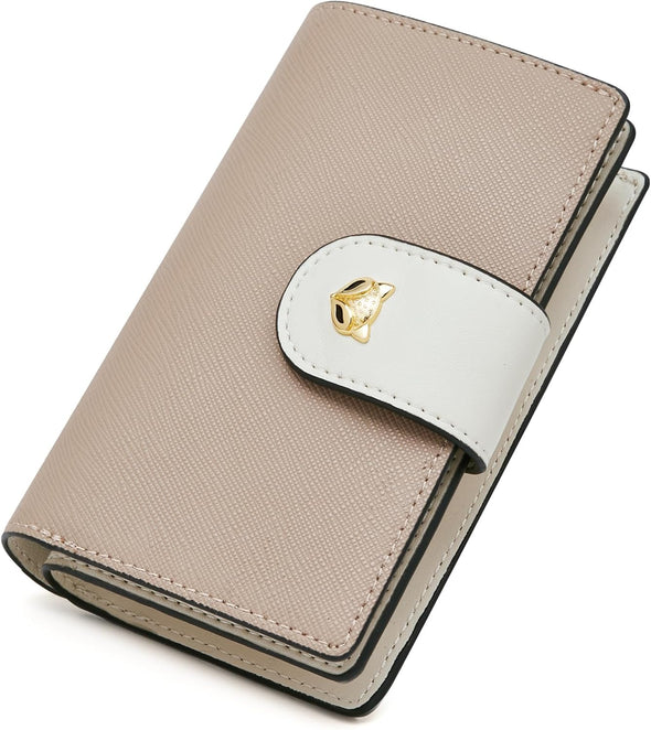 Bifold Wallets for Women, Signature PVC Leather Womens Fashion Cute Wallet RFID Blocking with Gift Box Packing Ladies Card Holder with Zipper Pocket ID Window Credit Card Cases