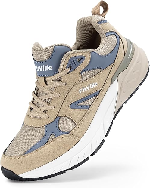 FitVille Wide Walking Shoes for Men Extra Wide Width Sneakers with Arch Support for Flat Feet Heel Pain Relief Plantar Fasciitis