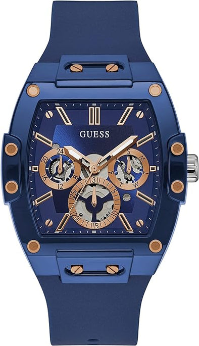 GUESS Men Analog Quartz Watch with Silicone Strap