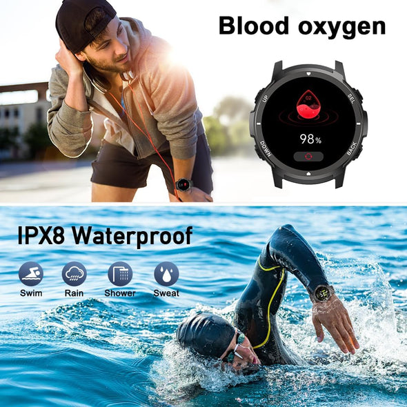 Smart Watch for Men Fitness: (Make/Answer Call) Bluetooth Military Smartwatch for Android iPhone Phones Waterproof Outdoor Tactical Digital Sport Run Watches Tracker Sleep Heart Rate Monitor