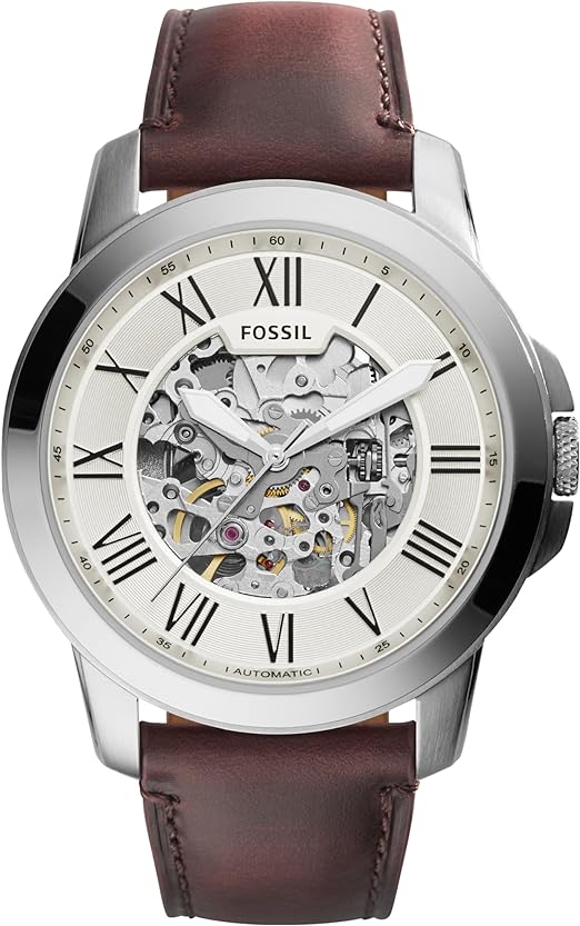 FOSSIL Watch with Chronograph or Automatic Display and Genuine Leather or Stainless Steel Band