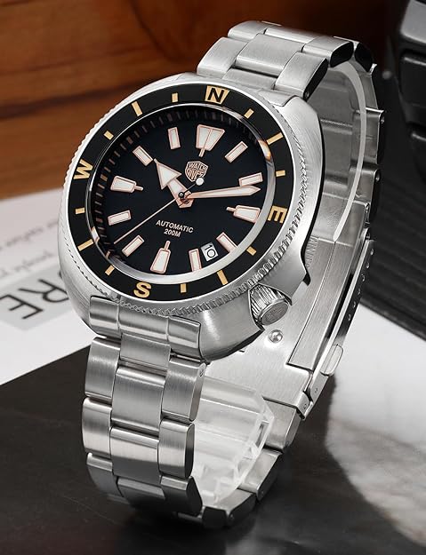 watchdives Automatic Diver Watches for Men, NH35 Movement 6105 Wristwatch 200M Sapphire Crystal Mens Watch with 316L Stainless Steel Bracelet Luminous Watch