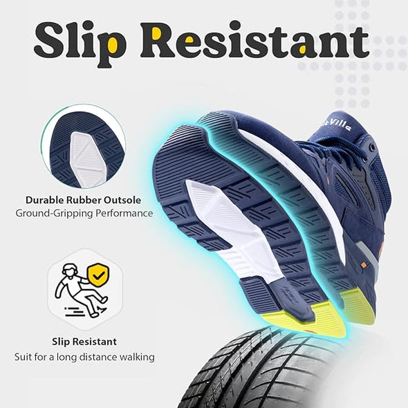 Basketball Shoes for Men with Flat Feet Extra Wide High-top Sneakers with Ankle Support