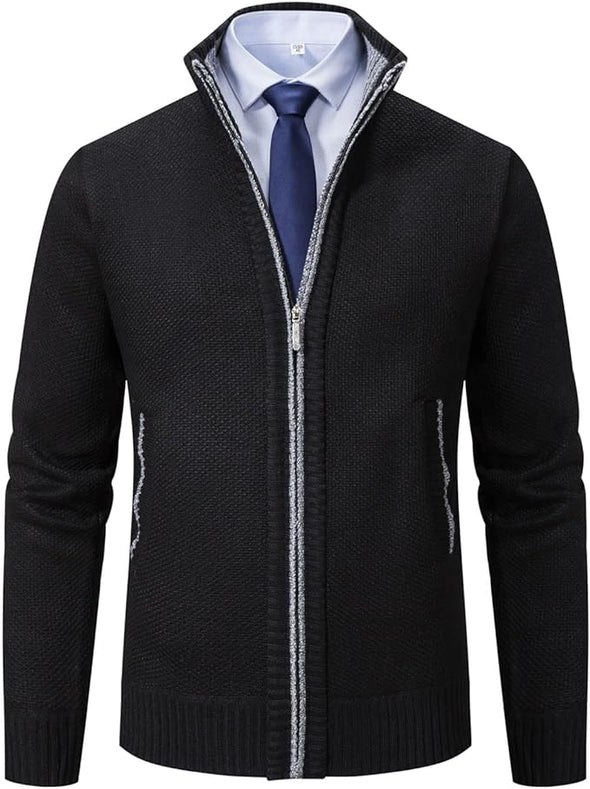 Men's Sweaters Full Zip Slim Thick Knitted Cardigan Sweaters Jacket with Pockets