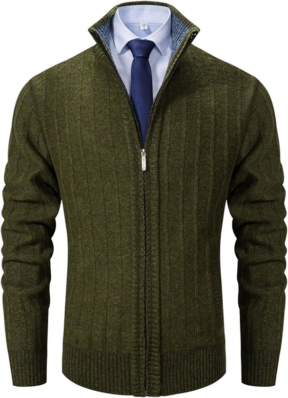 Men's Sweaters Full Zip Slim Thick Knitted Cardigan Sweaters Jacket with Pockets