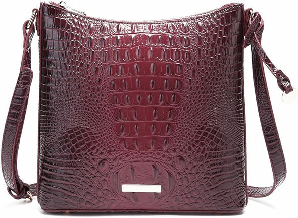 Shoulder Crocodile Flat Handbags for Women trendy Ladies Shoulder Bag Embossed Pattern Leather Crossbody Purse