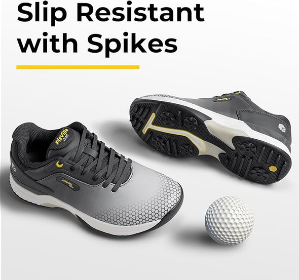 Wide & Extra Wide Mens Golf Shoes Professional Outdoor Waterproof Spiked Golf Shoes for Men