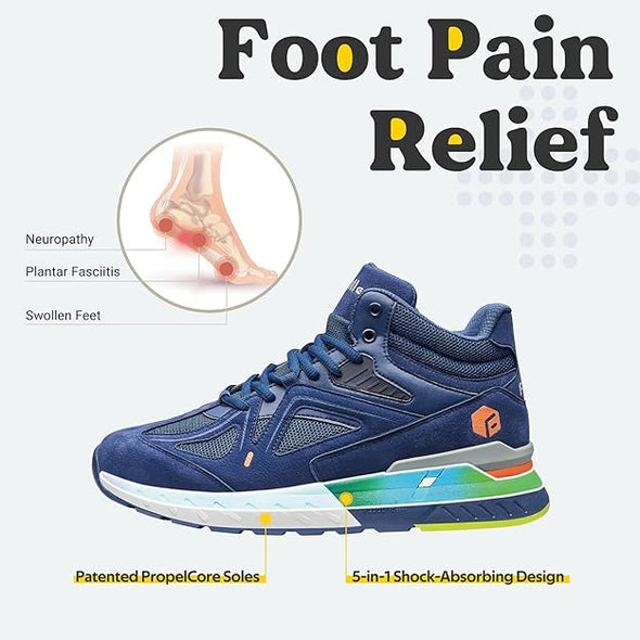 Basketball Shoes for Men with Flat Feet Extra Wide High-top Sneakers with Ankle Support