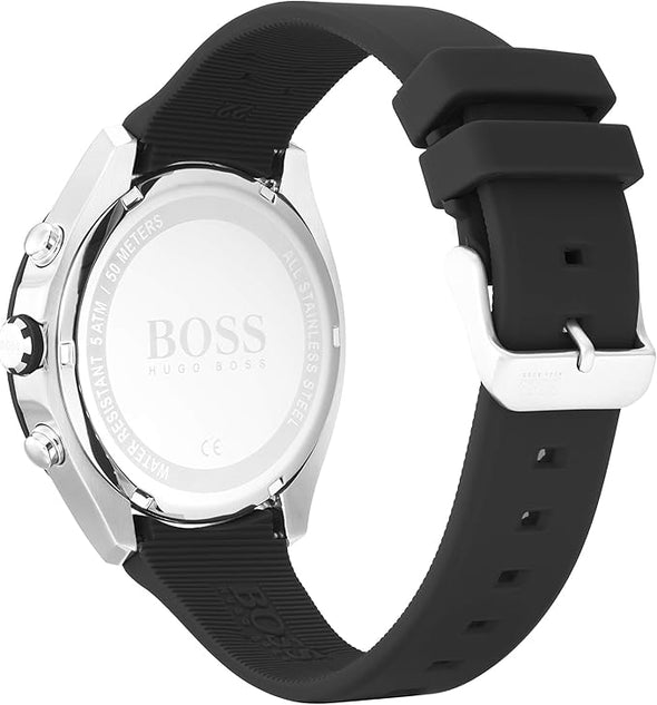 BOSS Men's Stainless Steel Quartz Watch with Silicone Strap