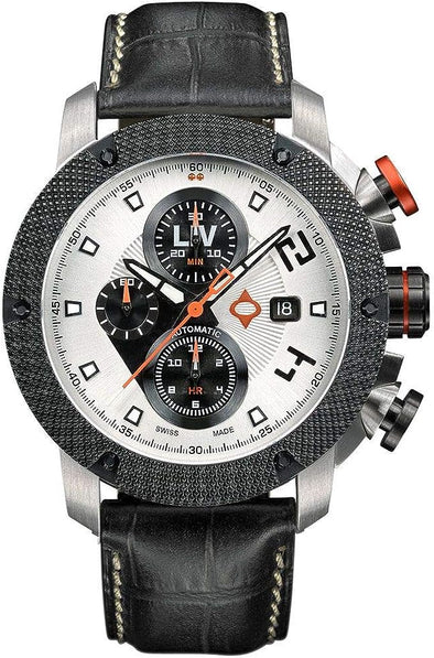 LIV GX-AC Swiss Automatic ETA 7750 26 Jewel Movement Chronograph 46mm 316L Case, 3D Multi-Layer Dial + Quickset Date - Rugged Classic Watch for Men - Skeleton Case-back - Sapphire Crystal - 330 FT Water Resistant