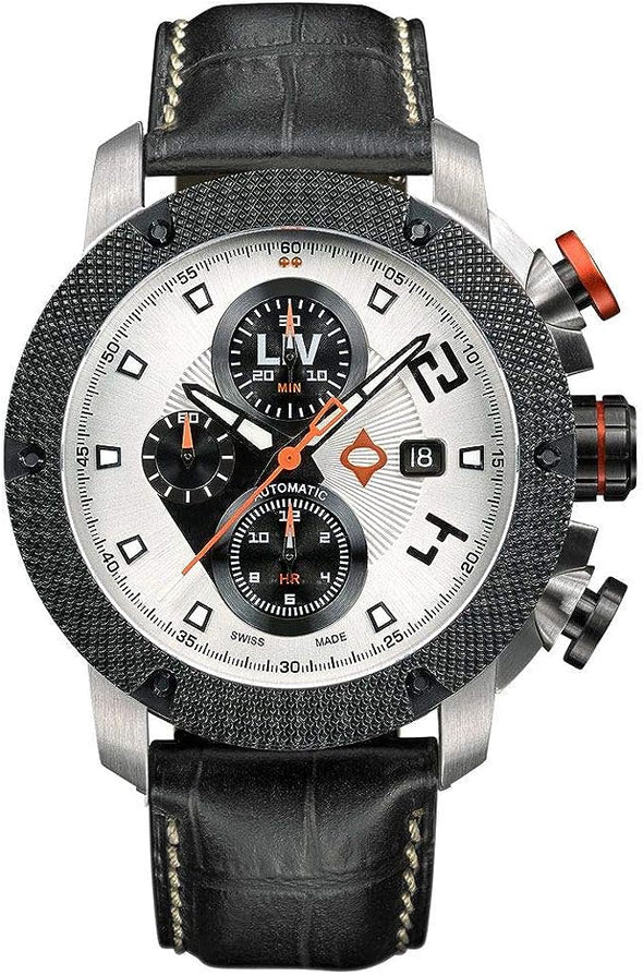 LIV GX-AC Swiss Automatic ETA 7750 26 Jewel Movement Chronograph 46mm 316L Case, 3D Multi-Layer Dial + Quickset Date - Rugged Classic Watch for Men - Skeleton Case-back - Sapphire Crystal - 330 FT Water Resistant