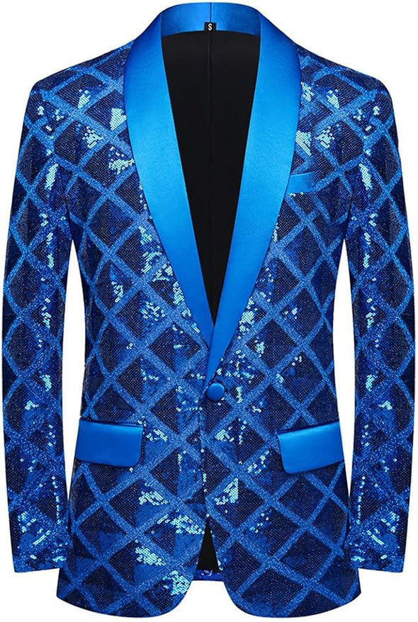 Men Sequin Shiny Stereoscopic Pattern Prom Suit Jacket One Button and Blazers Tuxedo for Wedding Banquet